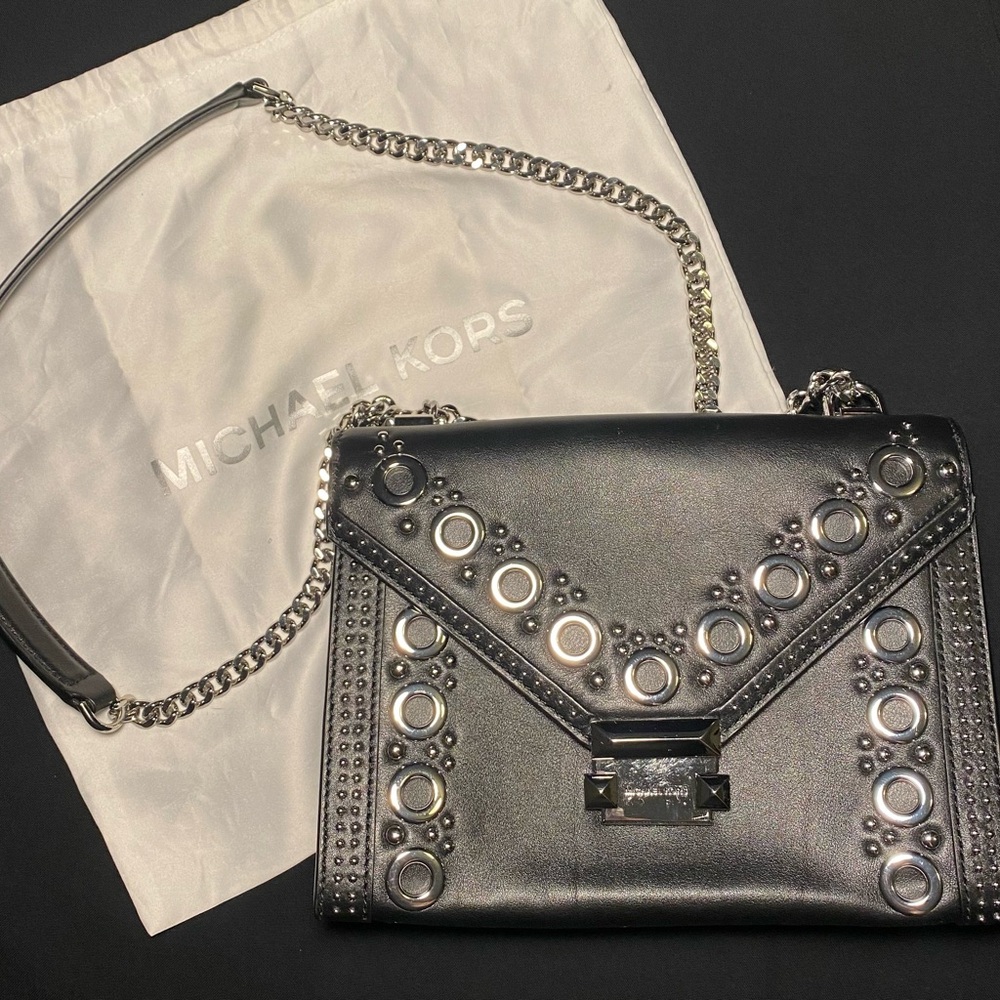 Michael Kors Black and Silver Studded Shoulder Bag